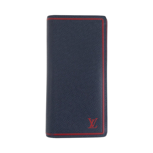 Louis Vuitton Long Purse M63434 Marine SilverMetal Leather Blue Red Navy Wallet Case