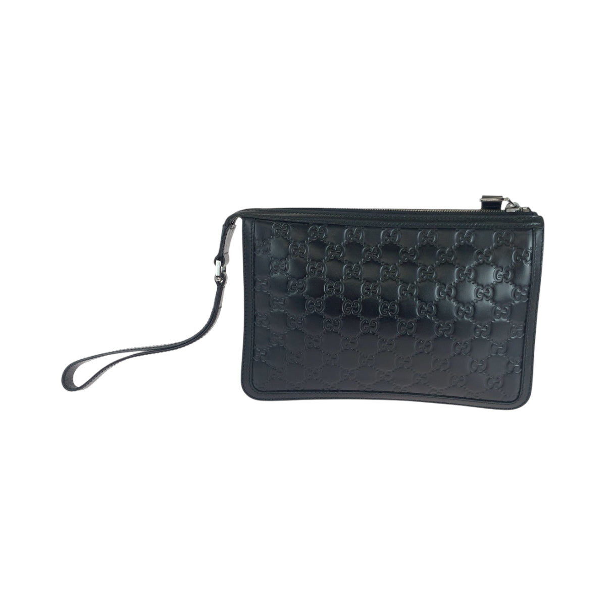 Gucci business SilverMetal business Guccisima Leather Black Clutch Bag