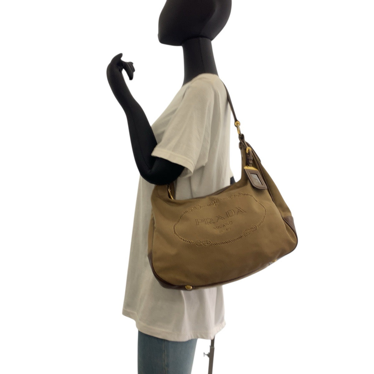 Shoulder Bag , Gold Metal Hobo Shoulder Leather Canvas