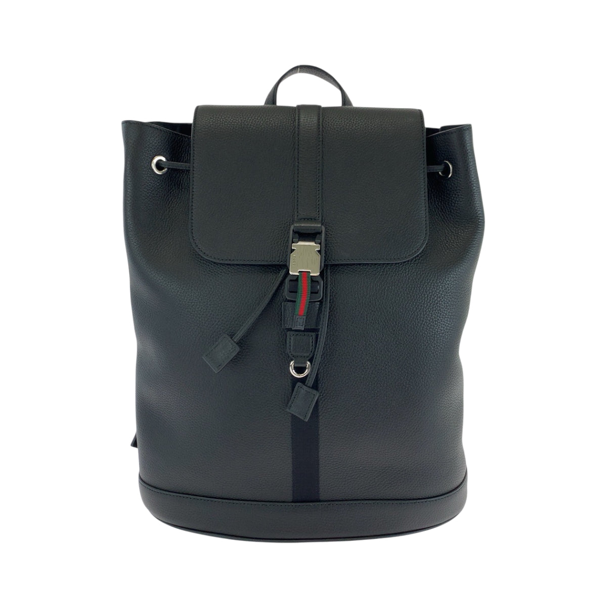 Gucci Backpack SilverMetal Leather Black Medium