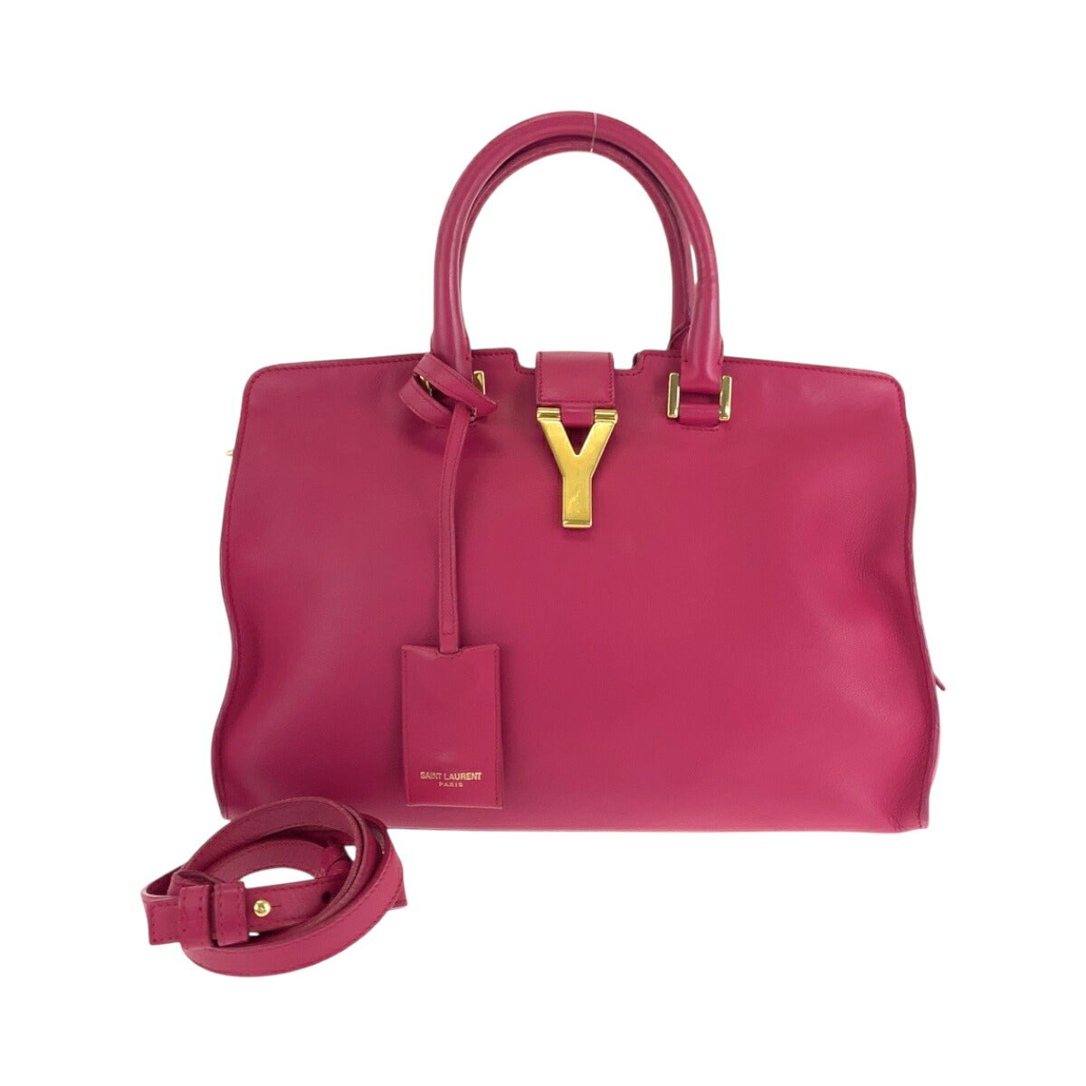 YSL Saint Laurent Paris Petit Cabas Line 2Way Bag Leather Travel Bag