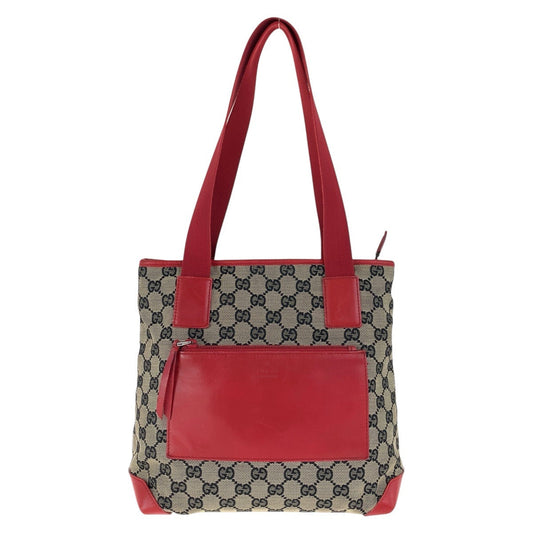 Gucci 019 GG Leather Canvas Red Silver Shoulder Bag