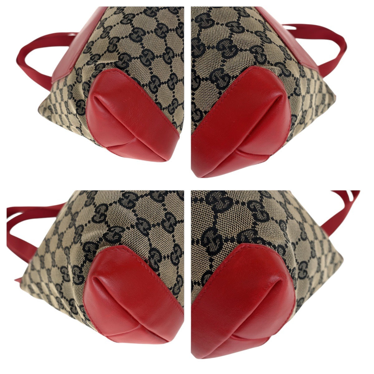 Gucci 019 GG Leather Canvas Red Silver Shoulder Bag