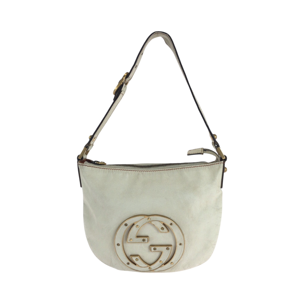 Gucci GoldMetal Soho Interlocking Leather White Shoulder Bag