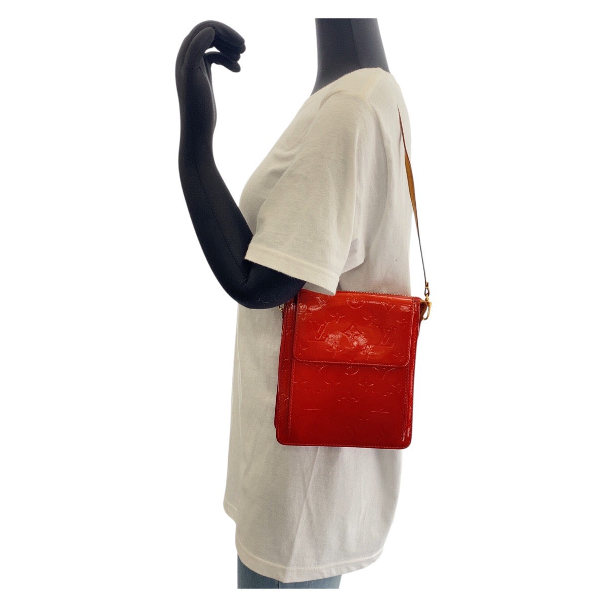 Louis Vuitton M91137 enamel Rouge Monogram Gold Shoulder Bag