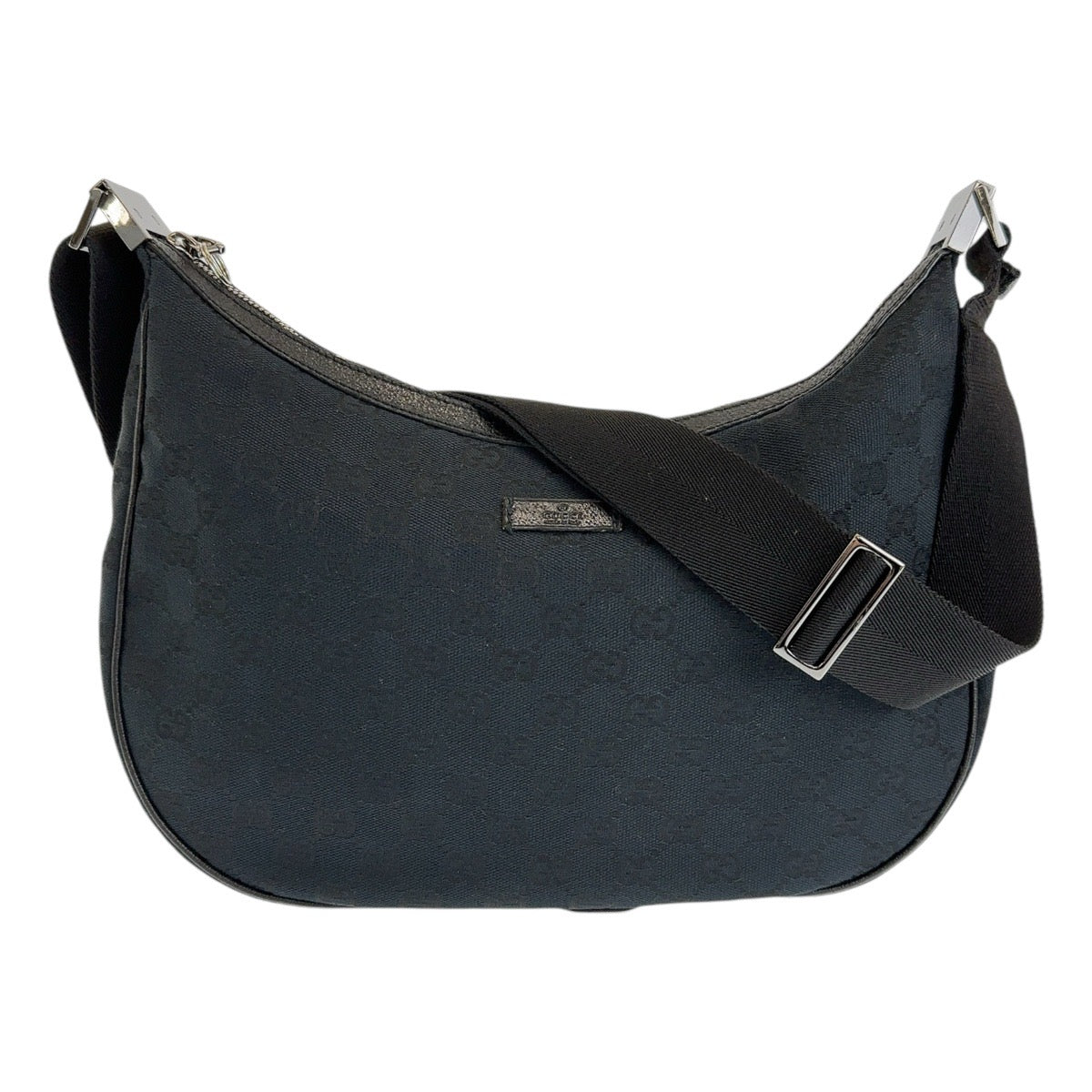 Gucci GG SilverMetal Canvas Black Crossbody Bag
