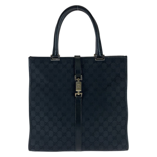 Gucci 002 GG Jackie Leather Canvas Black Tote Bag
