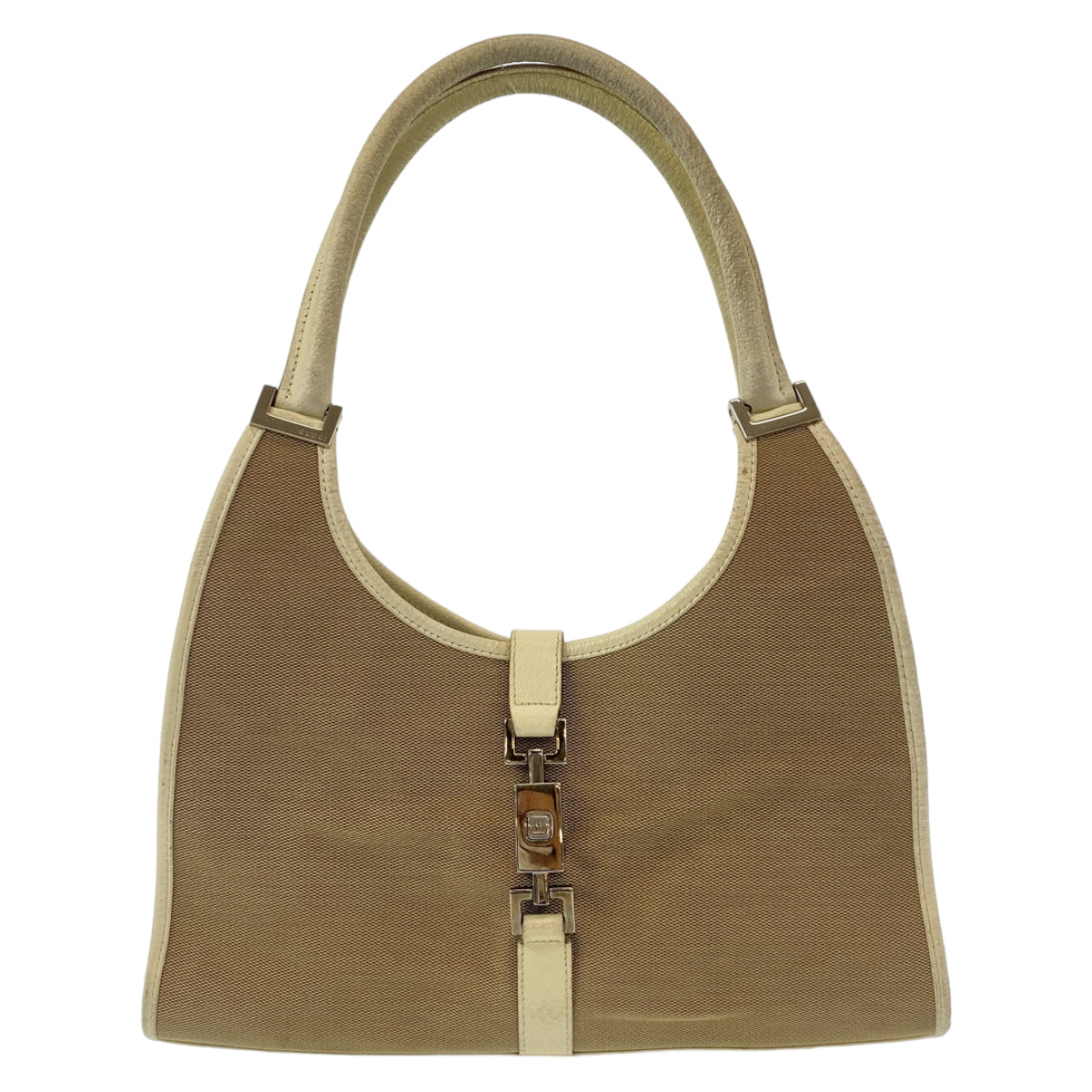 Gucci 002 Jackie Canvas Beige Shoulder Bag