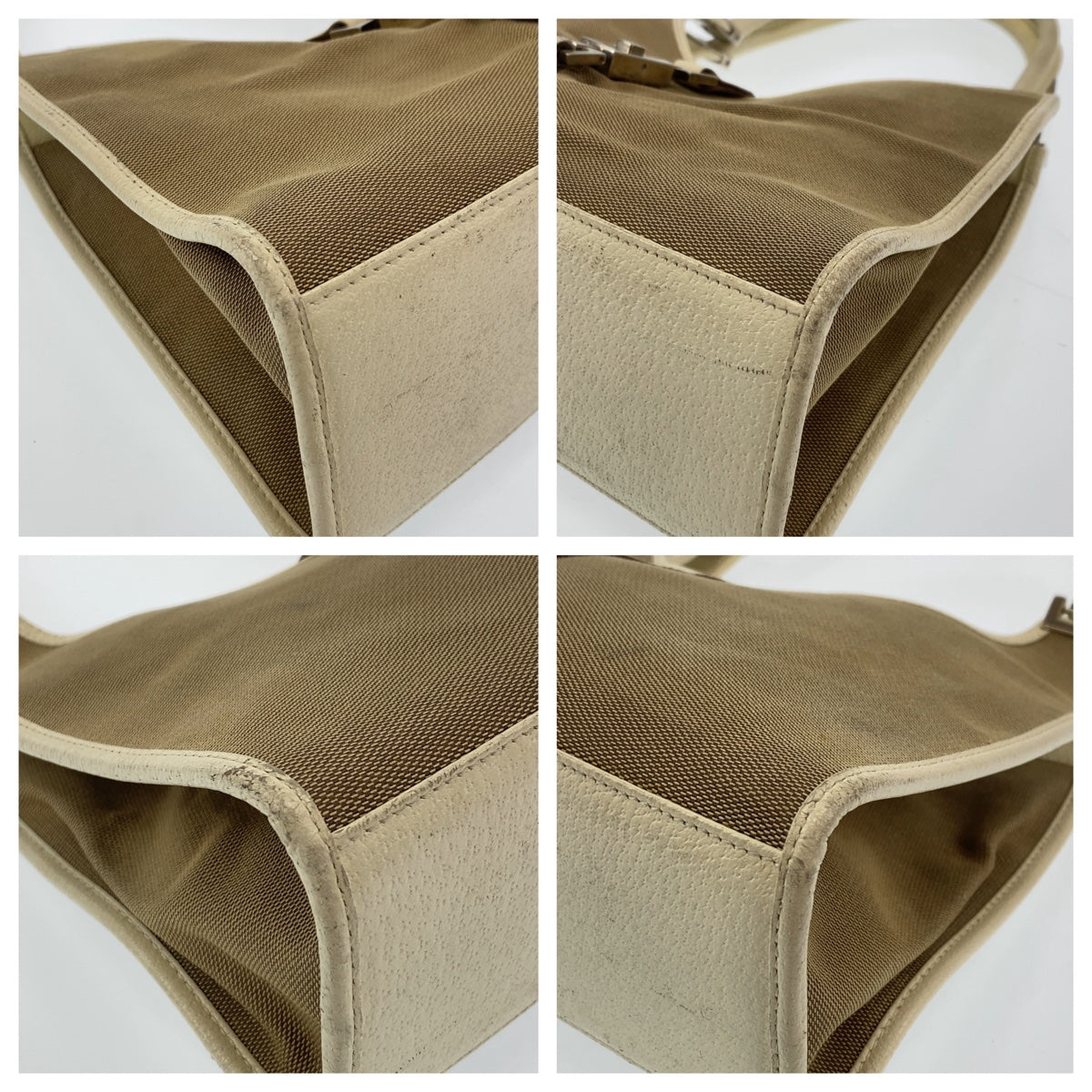 Gucci 002 Jackie Canvas Beige Shoulder Bag