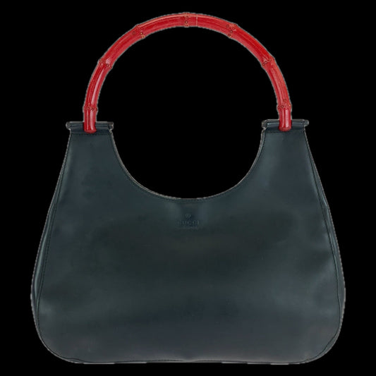 Gucci 001 Bamboo Leather Black Shoulder Bag
