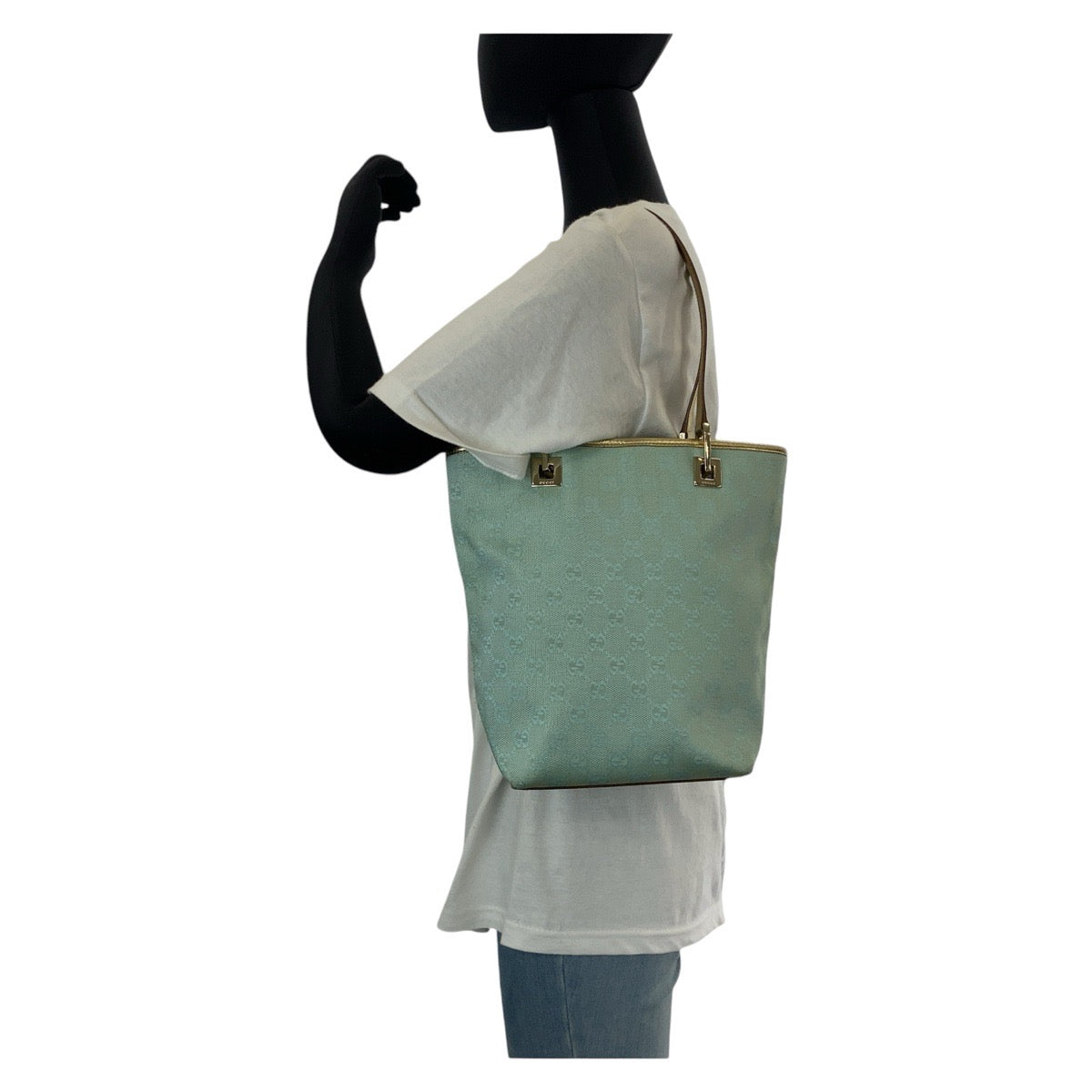 Gucci 002 GG Emerald Leather Canvas Green Tote Bag