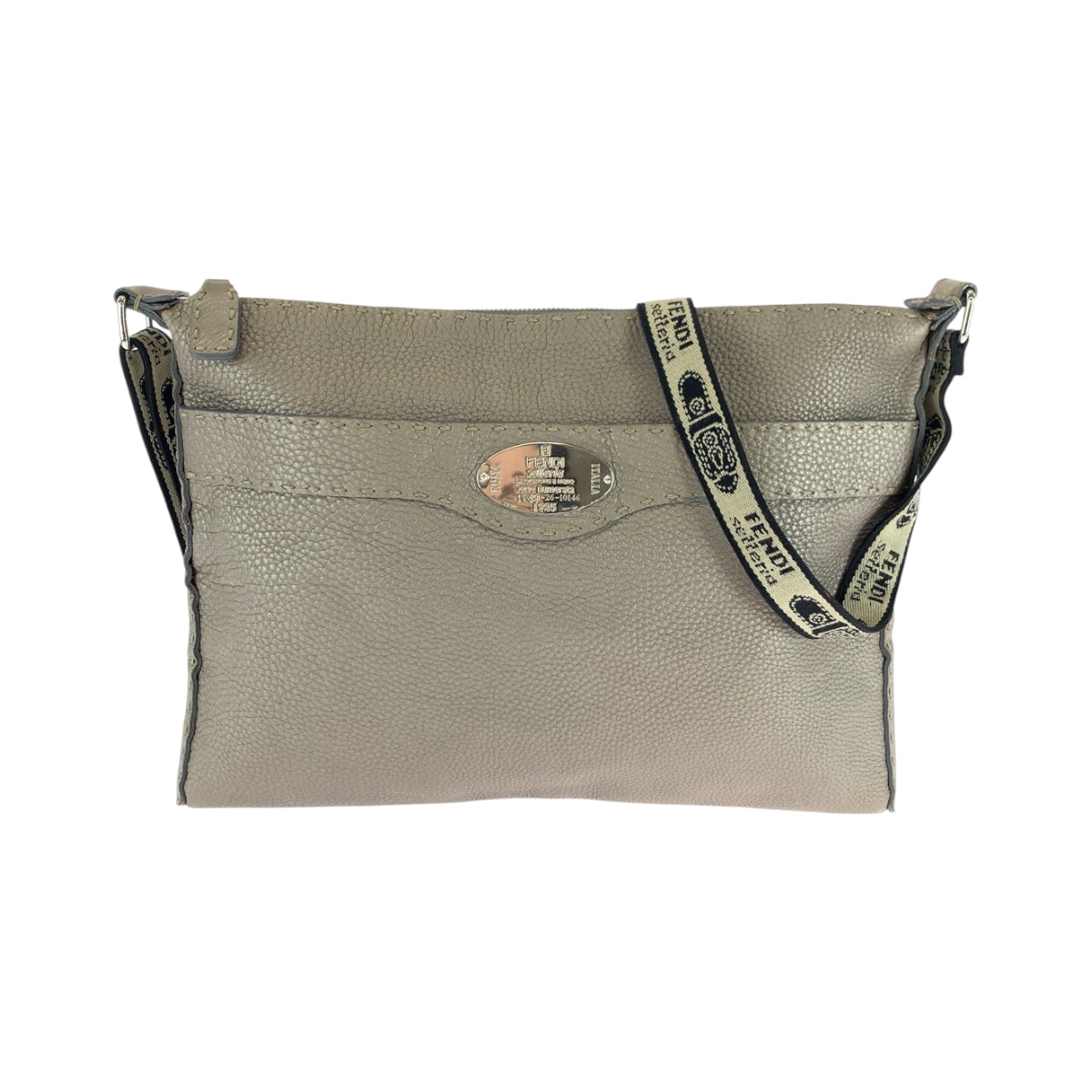 Fendi Shoulder Bag 8Bt093 Silvermetal Shoulder Bag Crossbody Celeria Leather Beige