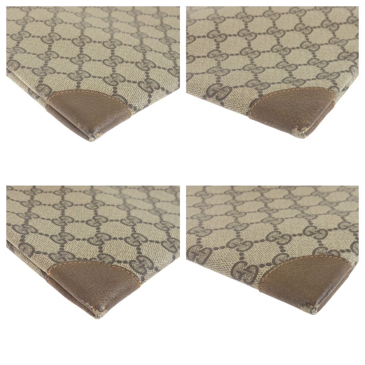 Gucci 002.63. GG Supreme Metal back Canvas Brown Beige Gold Shoulder Bag