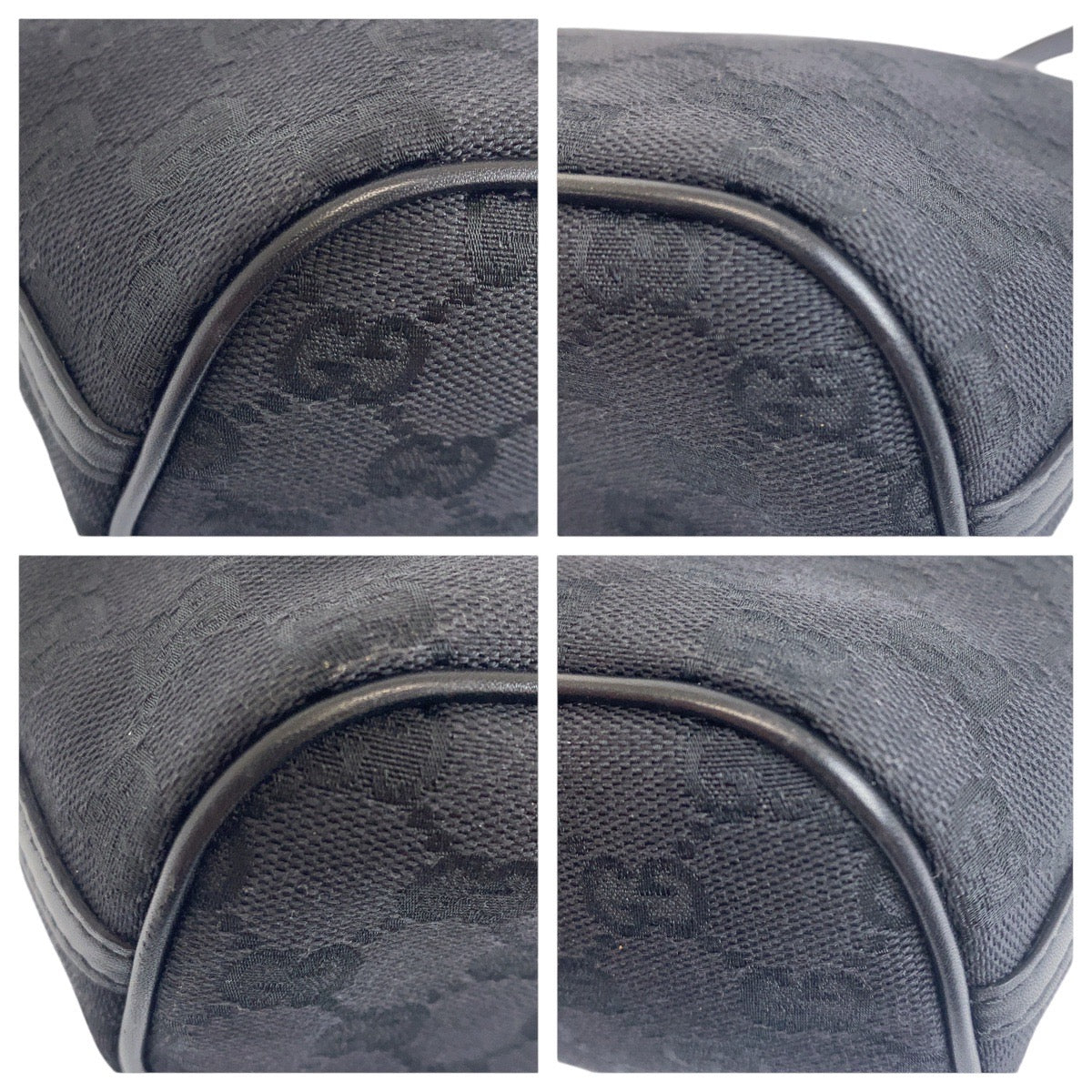 Gucci GG SilverMetal accessory pouch Leather Canvas Black Handbag