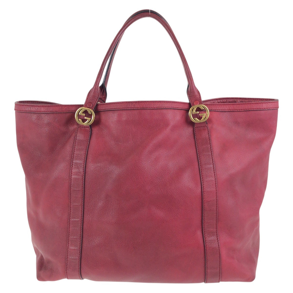 Gucci Metal Interlocking Leather Red Gold Shoulder Bag