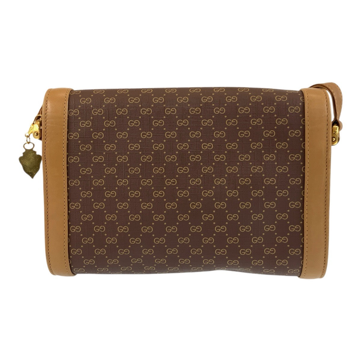 Gucci 001 414 PVC, Metal pochette Leather Brown Gold Shoulder Bag