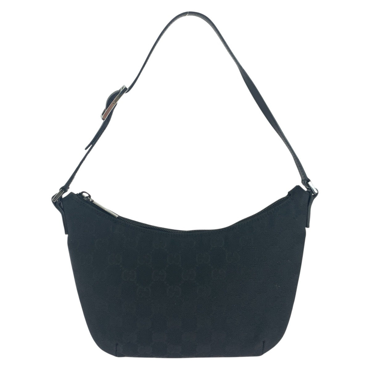 Gucci GG , Metal Leather Canvas Black Silver Shoulder Bag
