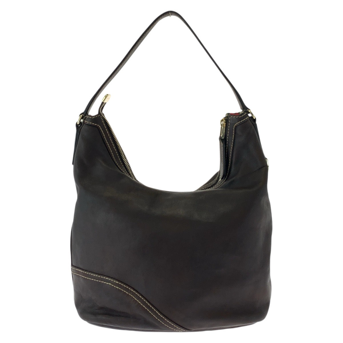 Gucci Metal Interlocking Leather Brown Gold Shoulder Bag