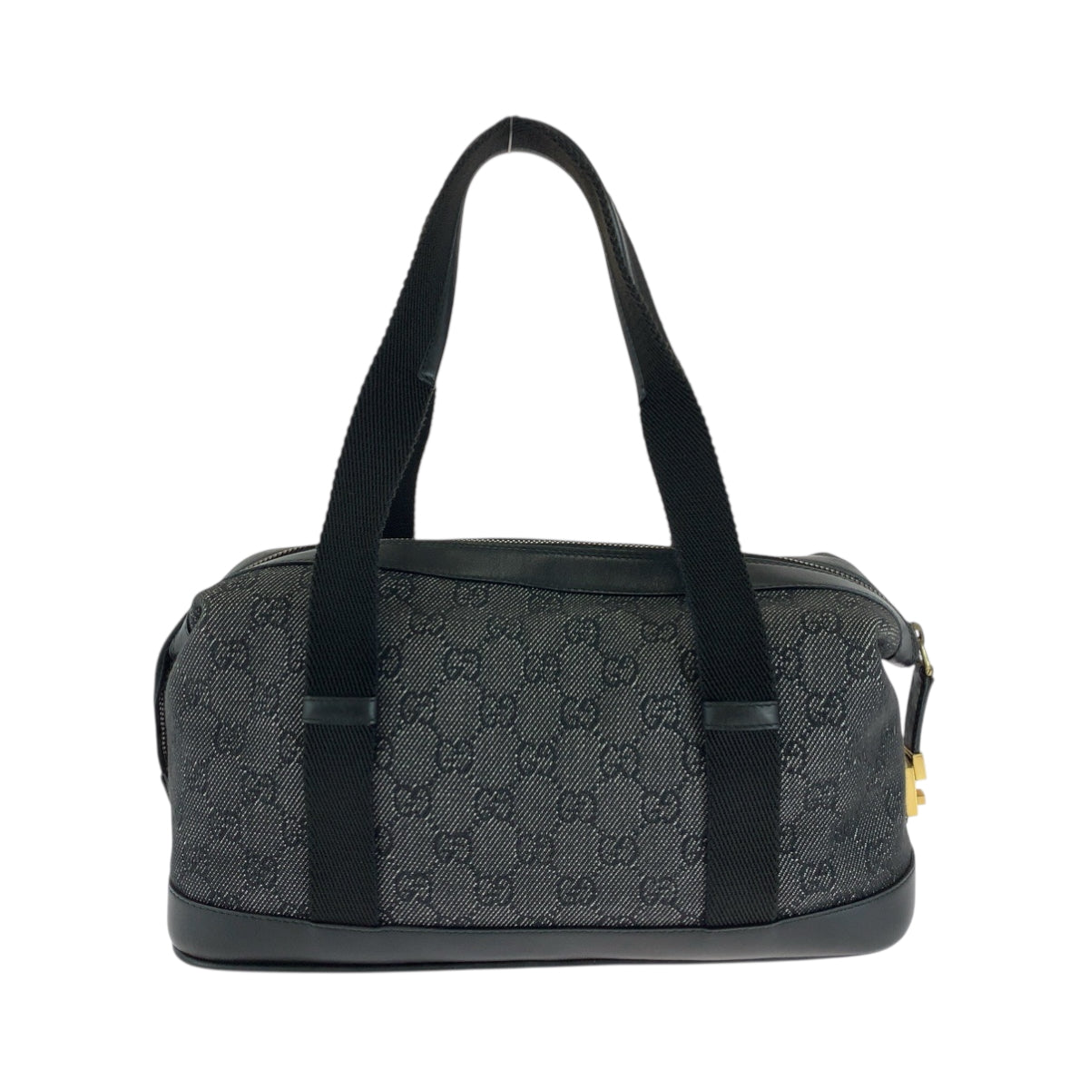 Gucci GG GoldMetal Boston Duffel Canvas Black Shoulder Bag