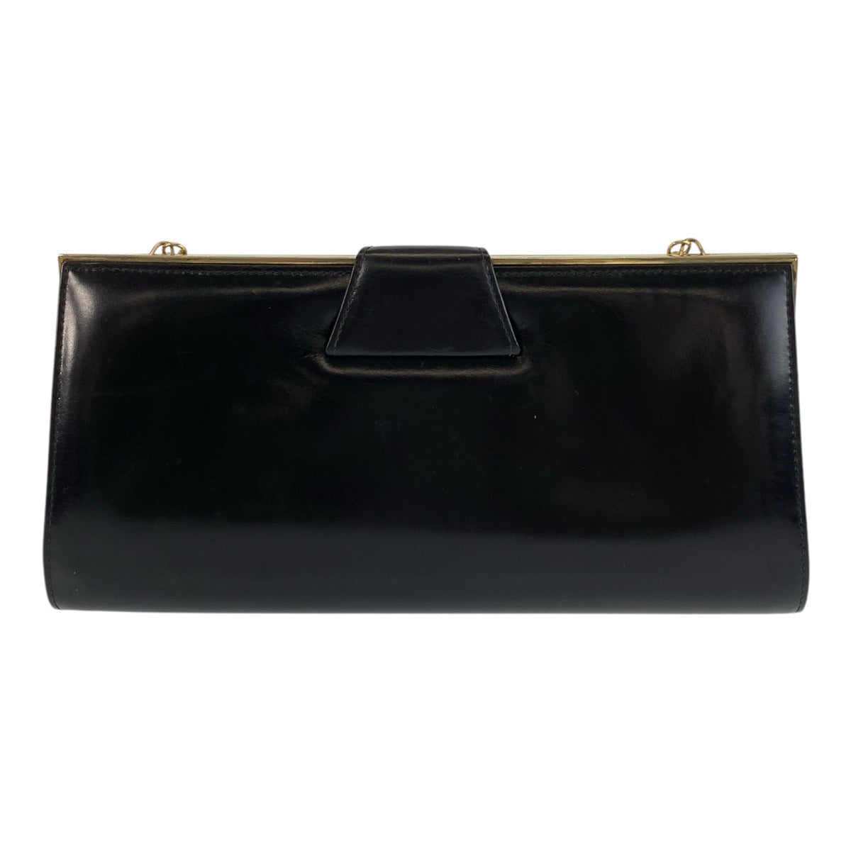 Gucci GoldMetal ChainShoulder Old Leather Black Shoulder Bag