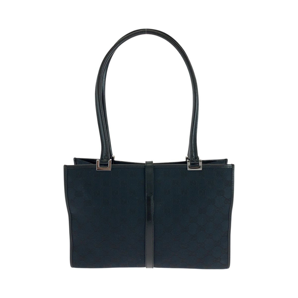 Gucci 002 GG SilverMetal Jackie Canvas Black Shoulder Bag