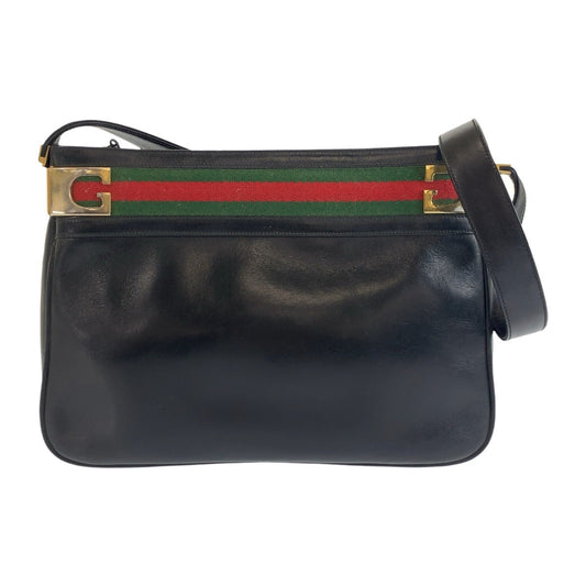 Gucci GoldMetal pochette Sherry Line Old Leather Black Shoulder Bag