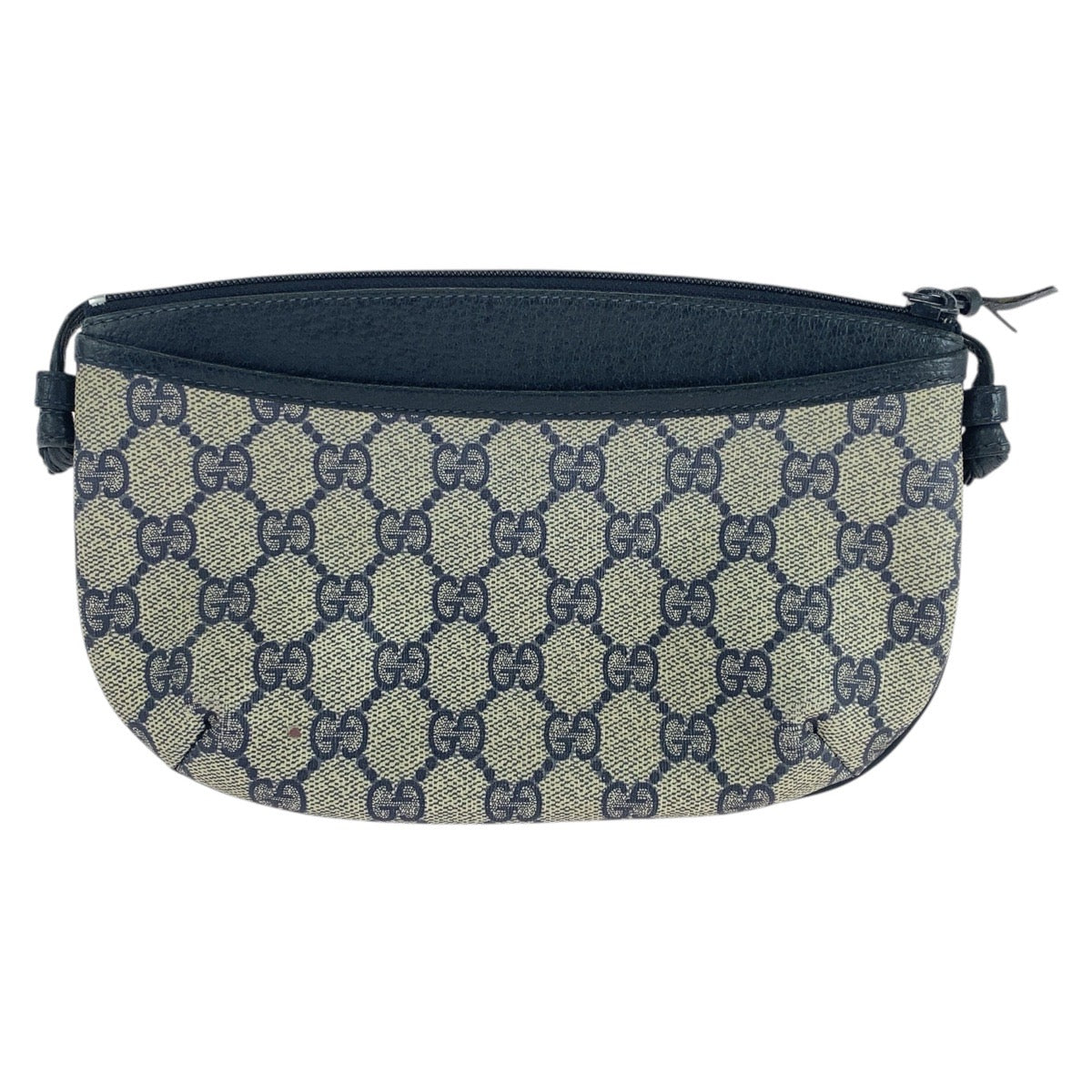 Gucci 904 02 020 GG Supreme Leather Canvas Navy Shoulder Bag