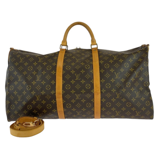 Louis Vuitton Boston Duffel M41412 PVC Keepall Monogram Leather Brown Gold Shoulder Bag
