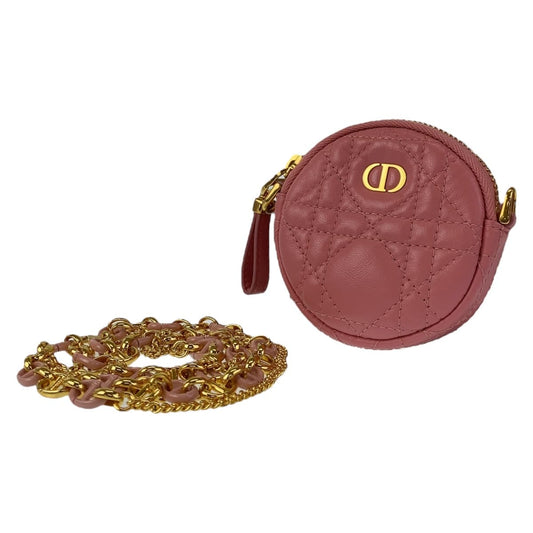 Dior Shoulder Bag Metal Shoulder Bag Pouch Cannage Leather Pink