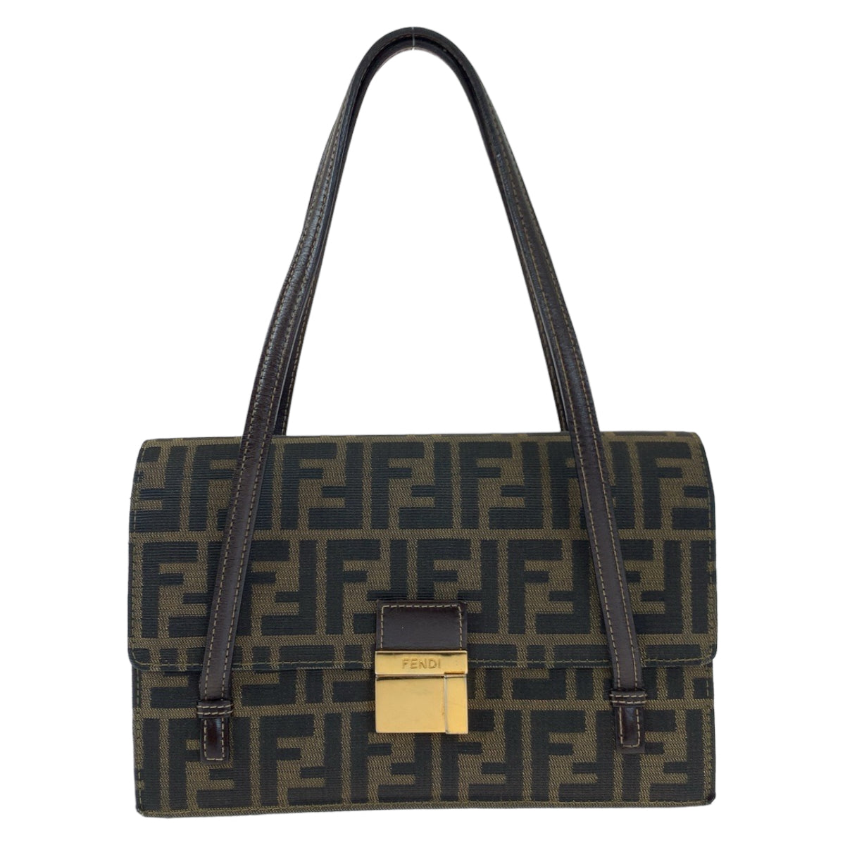 Fendi Shoulder Bag Shoulder Bag Handbag Zucca Pattern Women Canvas Metal Brown