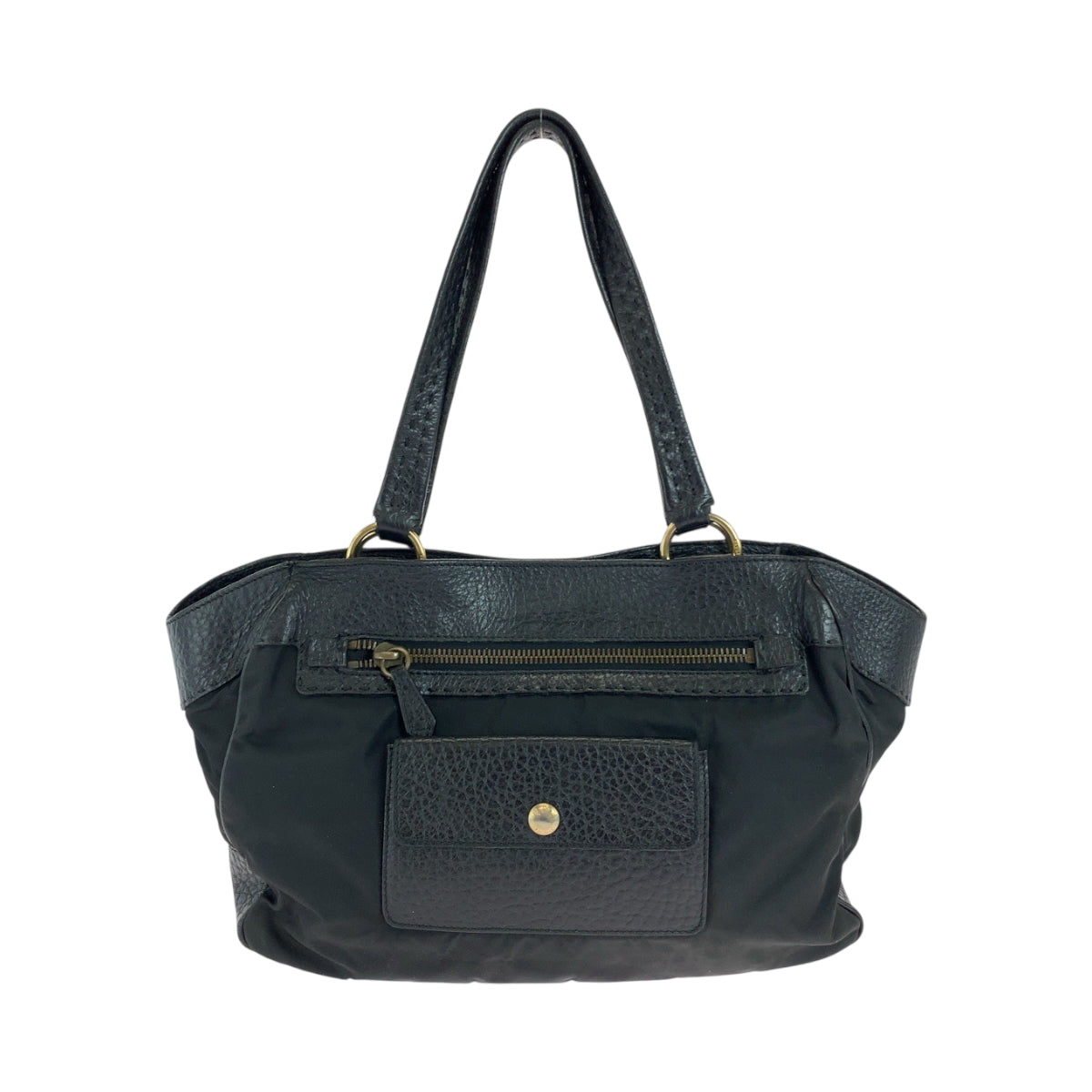 Gold Metal Handbag Shoulder Bag Vitello Dino Leather Nylon