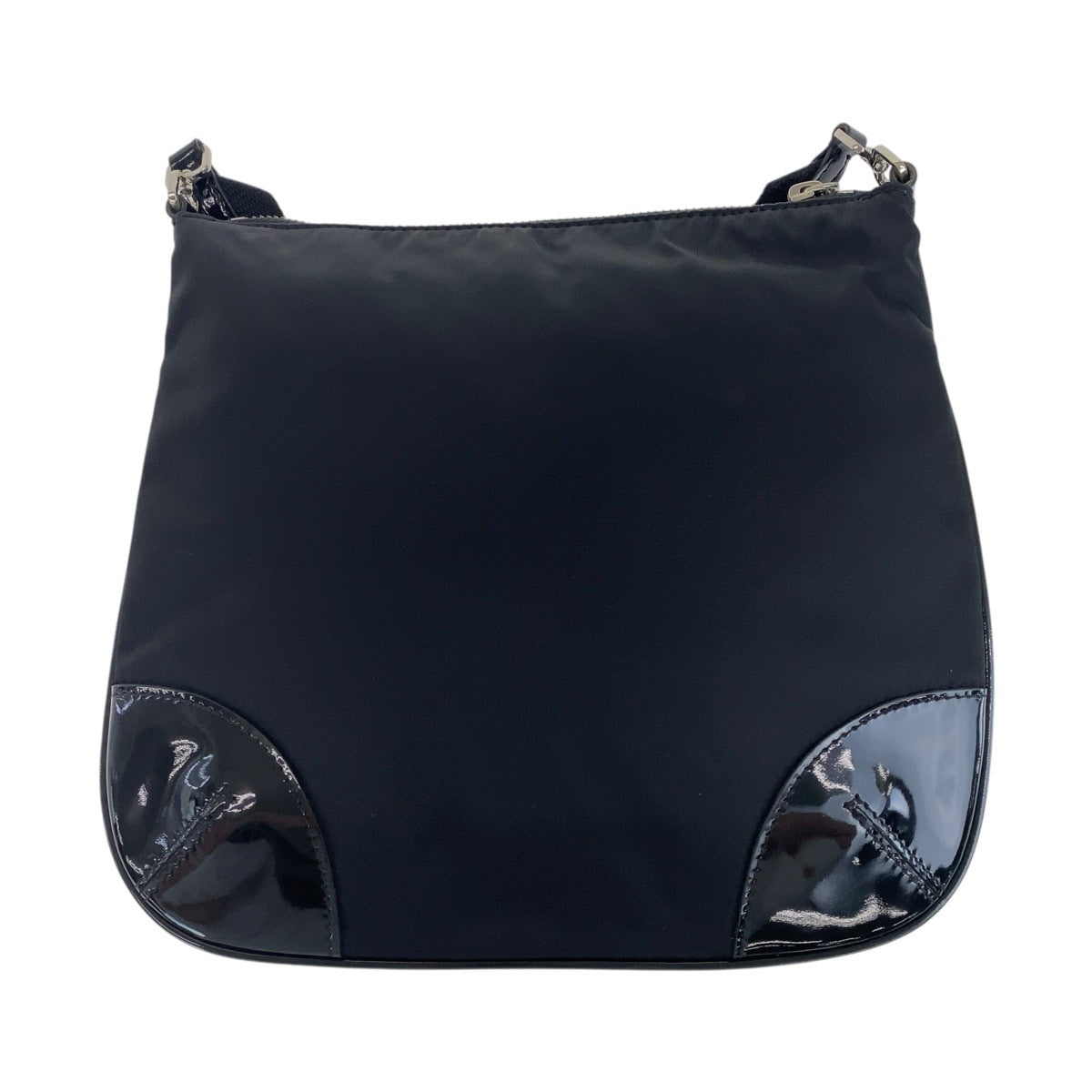 Shoulder Bag , Enamel Shoulder Bag Pochette Nylon Black