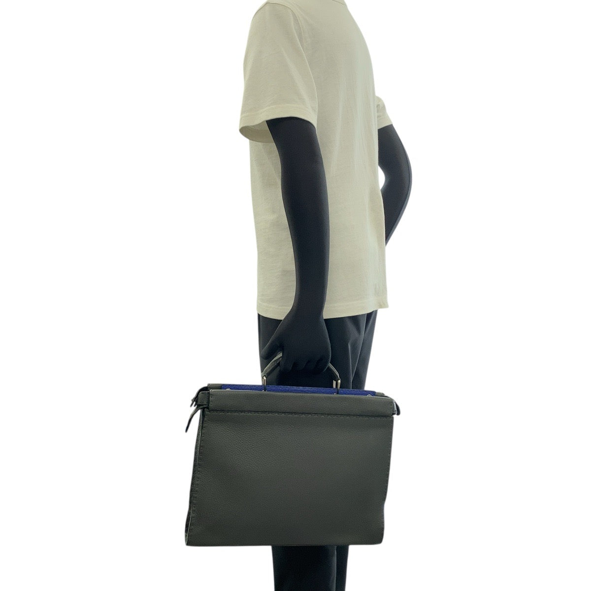 Fendi Business Bag 7Va406 Business Bag Briefcase Celeria Peekaboo Leather Gray Travel Bag