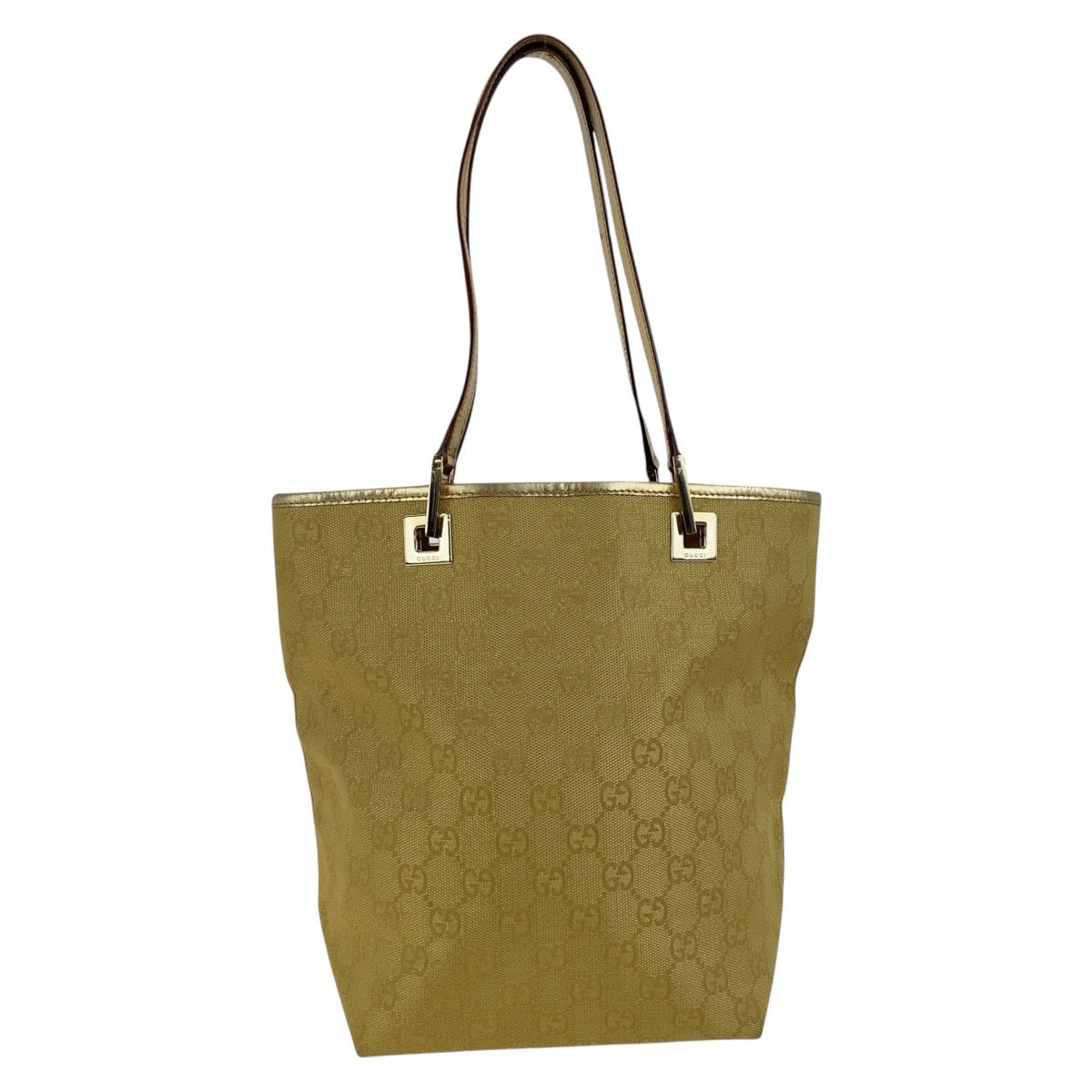 Gucci 002 GG Leather Canvas Gold Shoulder Bag 2