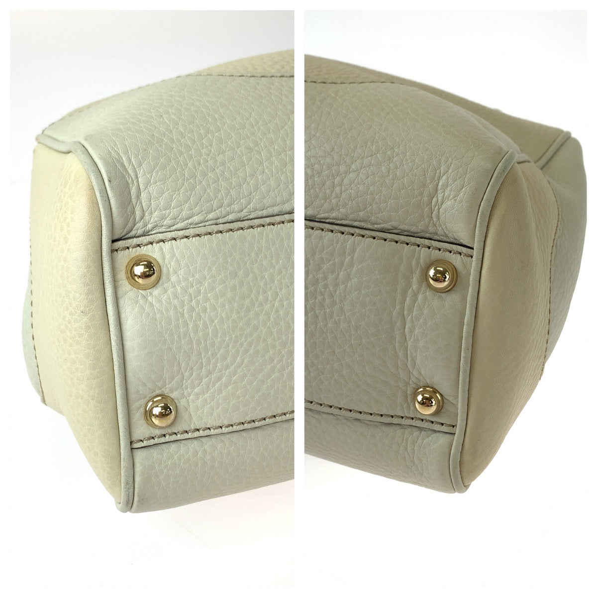 Gucci Ivory Metal 2way Bamboo Leather Brown Gold Shoulder Bag