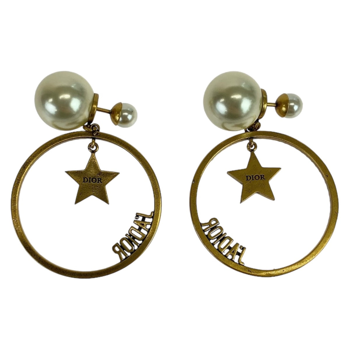 Dior Pierce Faux Pearl, Metal Pierce Fake Pearl Gold Travel Bag