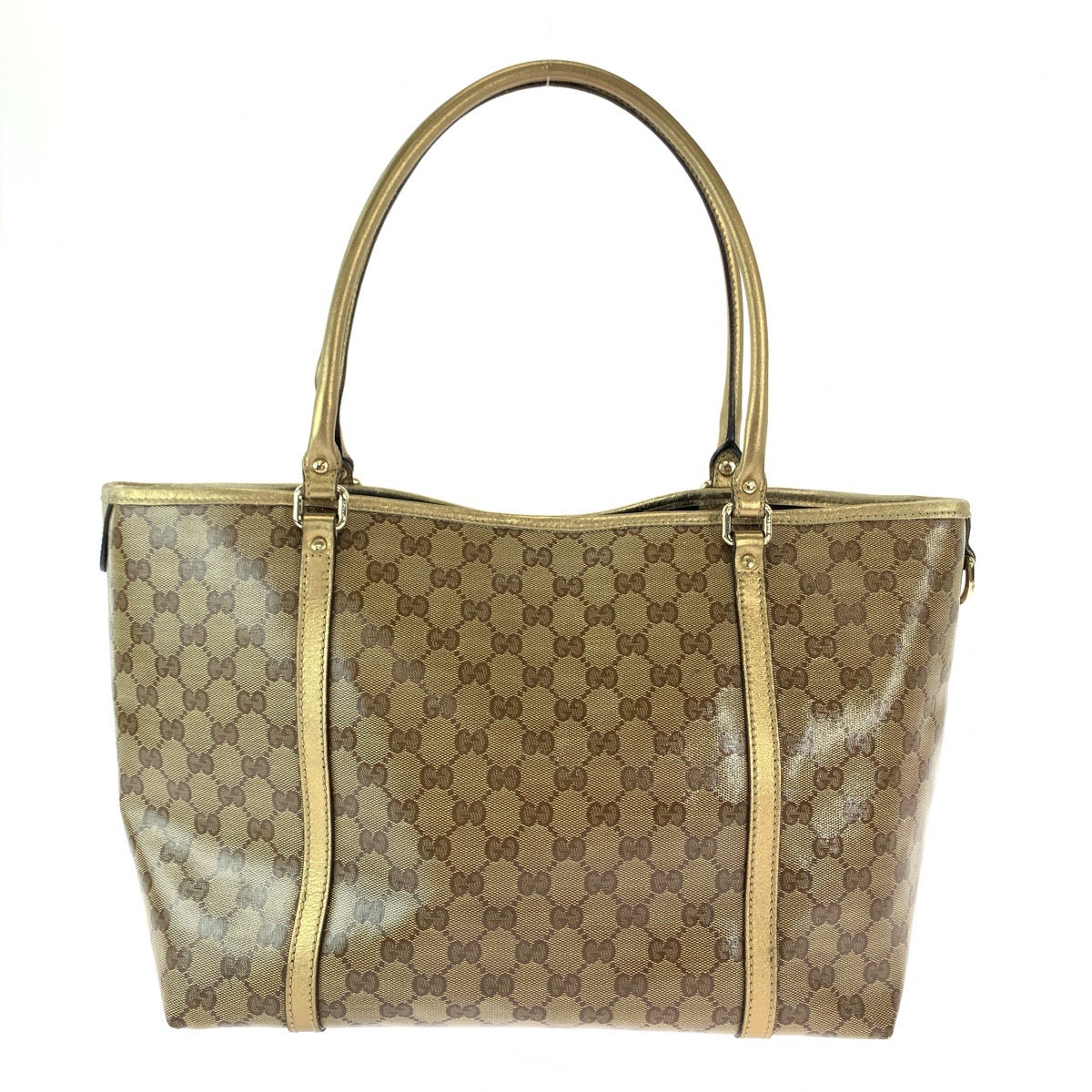 Gucci GG Supreme Metal GG crystal Canvas Brown Gold Shoulder Bag
