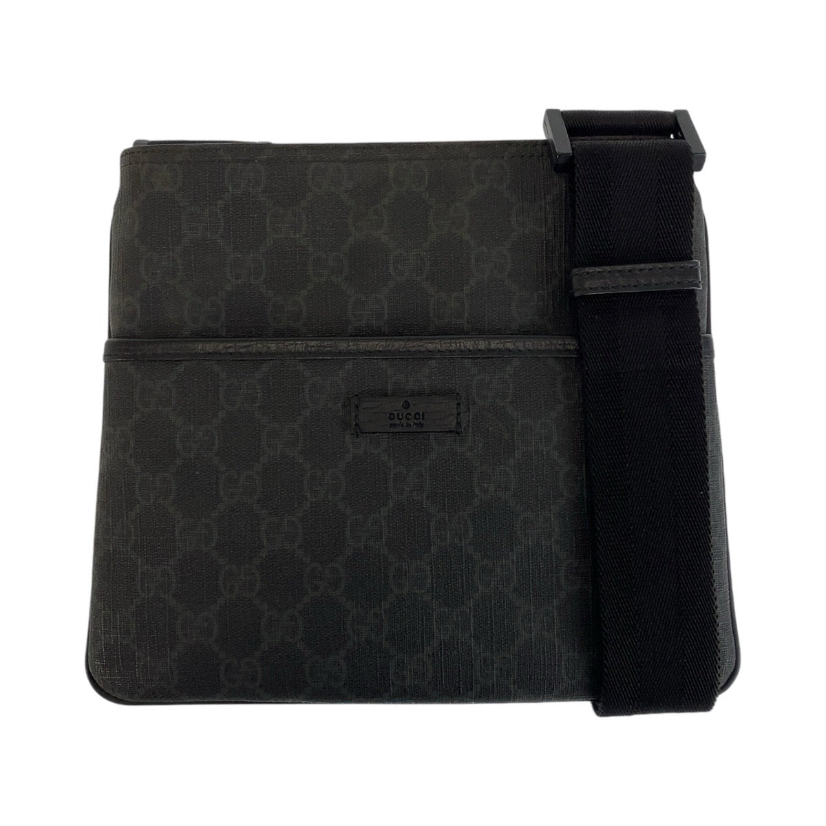 Gucci GG Supreme Pochette Unisex Canvas Black Shoulder Bag