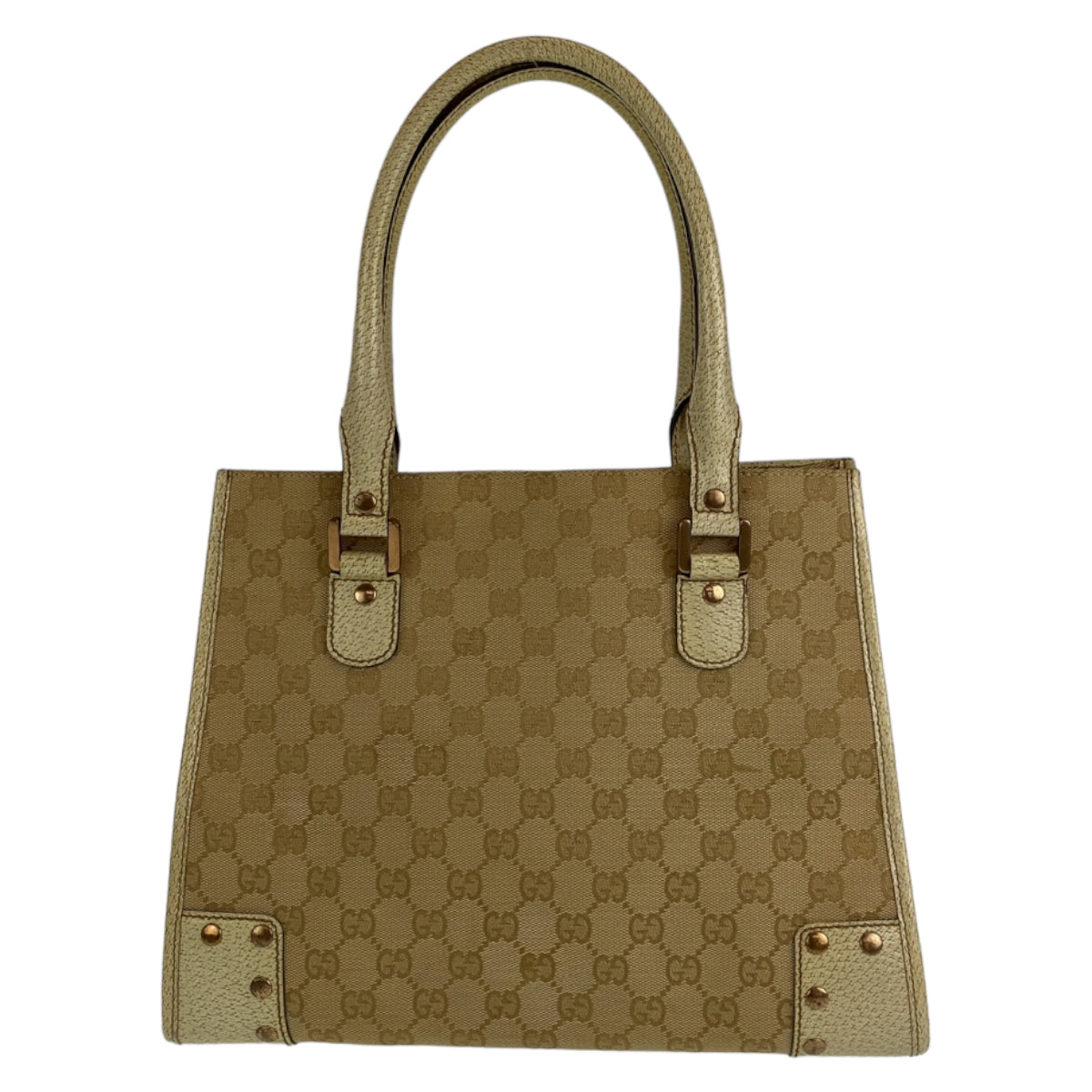 Gucci Ivory Metal GG Leather Canvas Beige Gold Shoulder Bag