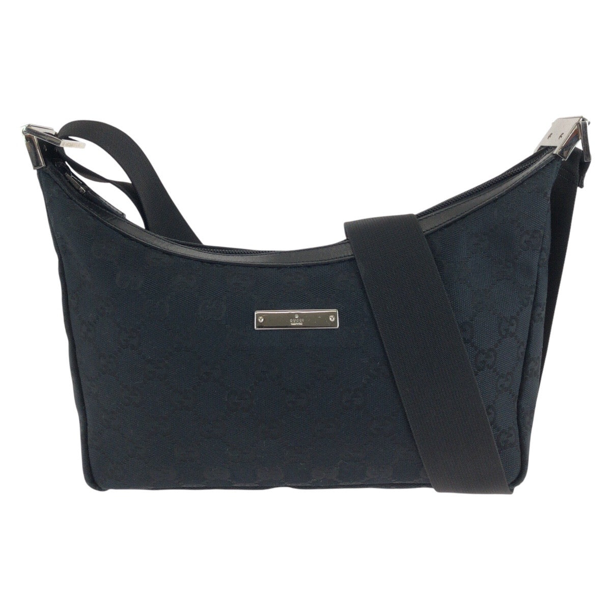 Gucci 019 GG SilverMetal pochette Canvas Black Shoulder Bag