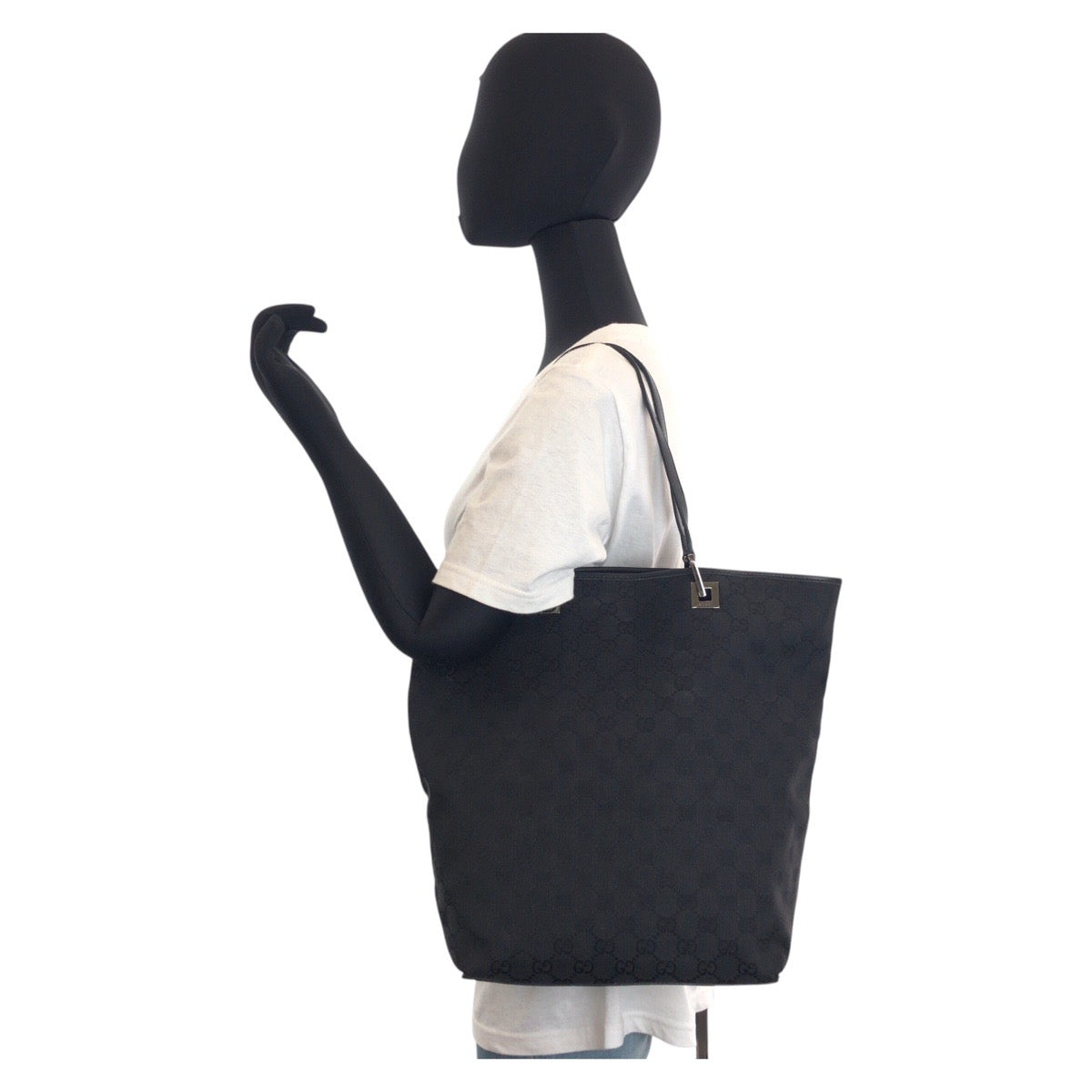 Gucci GG Leather Canvas Black Shoulder Bag 3