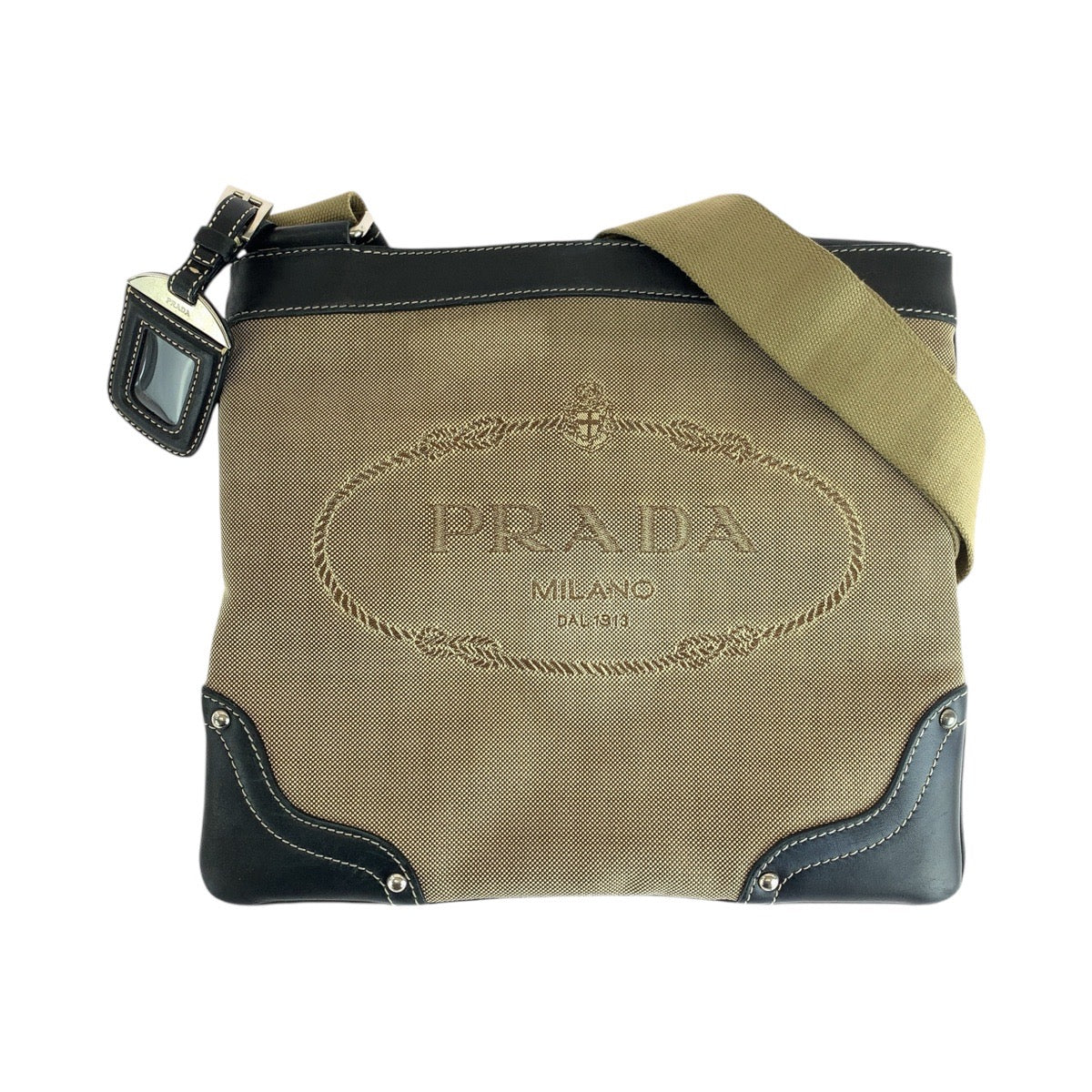 Shoulder Bag , Beige Silvermetal Shoulder Bag Leather Canvas