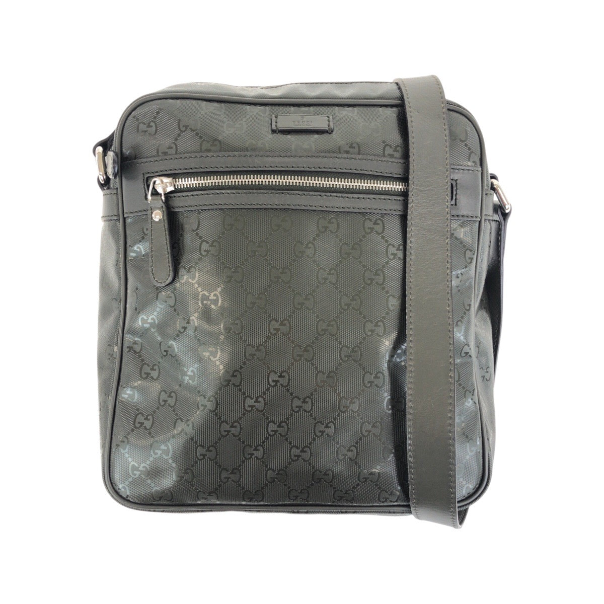 Gucci Khaki Metal GG implementation Leather Silver Shoulder Bag