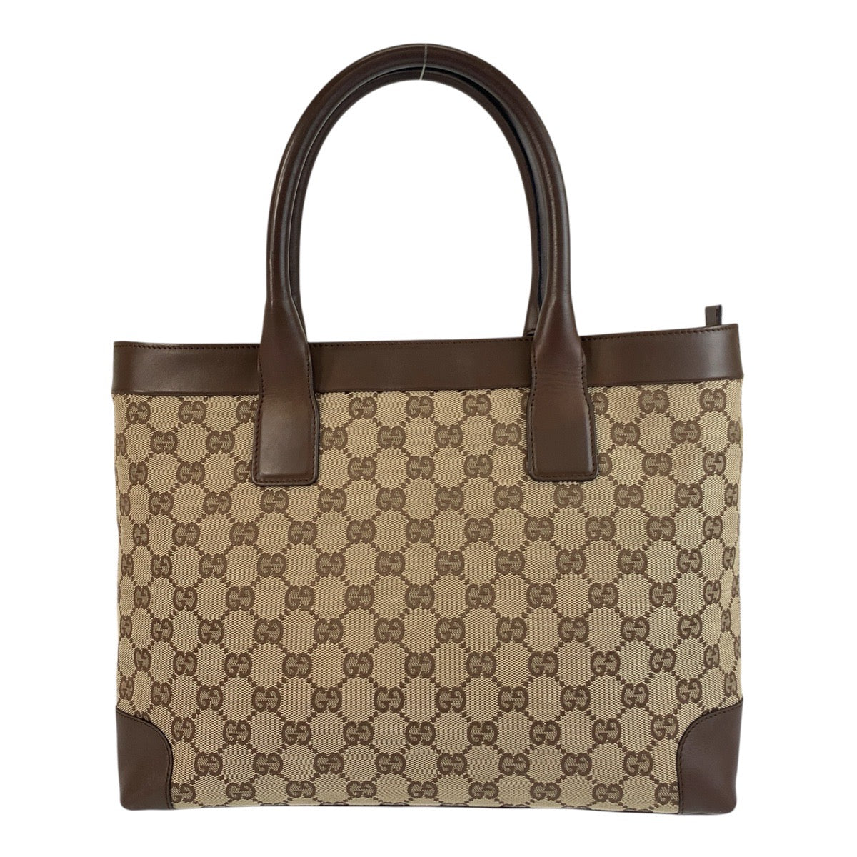 Gucci 002 GG Leather Canvas Brown Beige Tote Bag