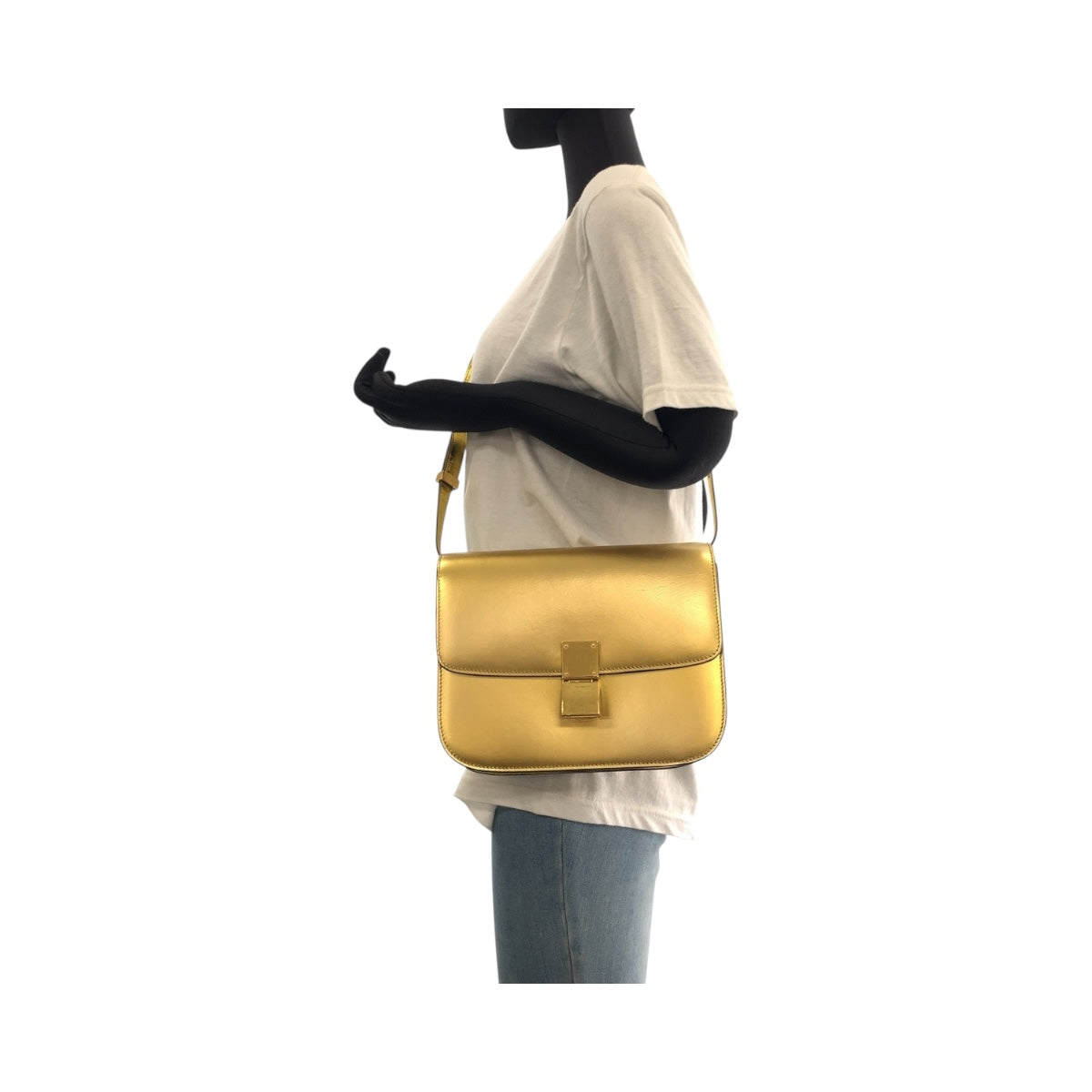 Shoulder Bag Metal Shoulder Bag Pochette Women Leather Gold