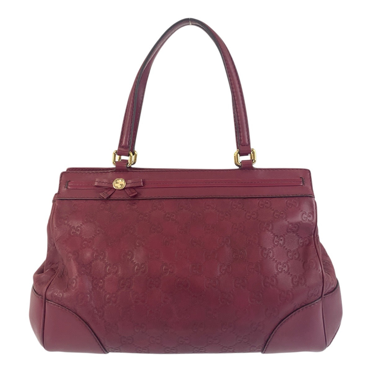 Gucci Wine Metal Guccisima Mayfair Leather Red Gold Shoulder Bag