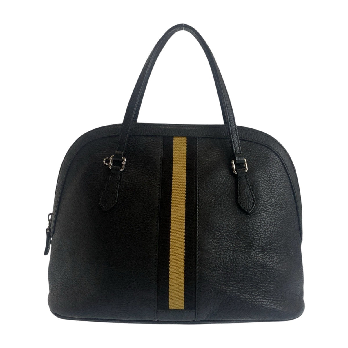Gucci SilverMetal Sherry line Leather Black Beige Handbag