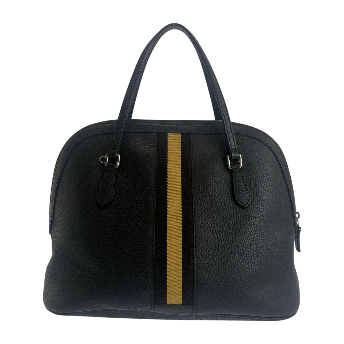 Gucci SilverMetal Sherry line Leather Black Beige Handbag