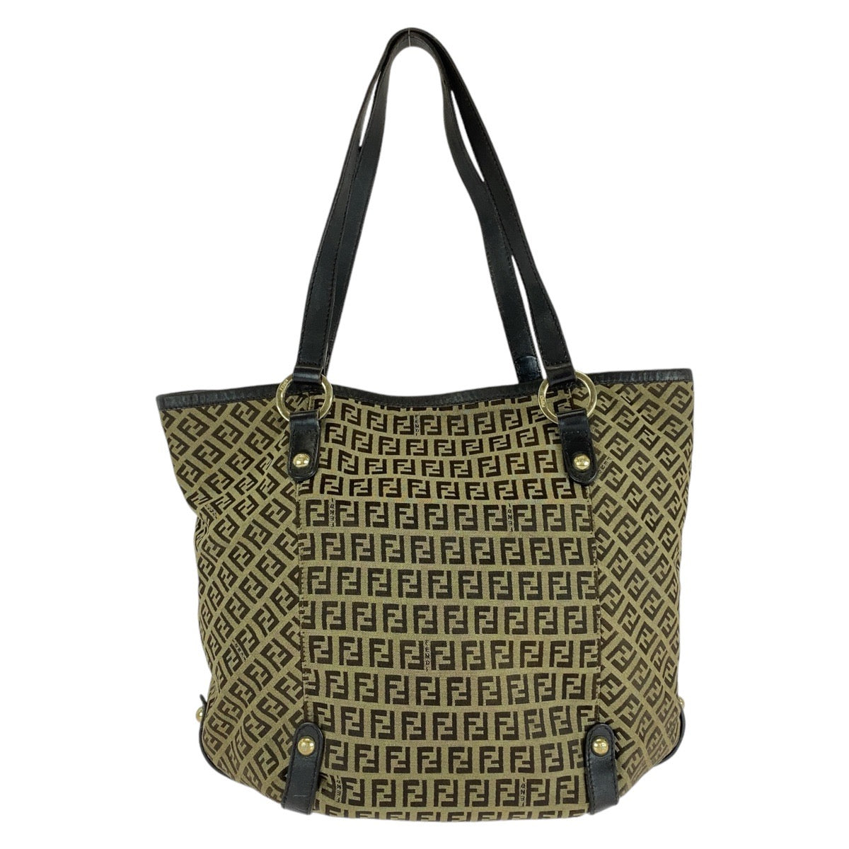 Fendi Zucchino 2Way Bag Leather Canvas Travel Bag