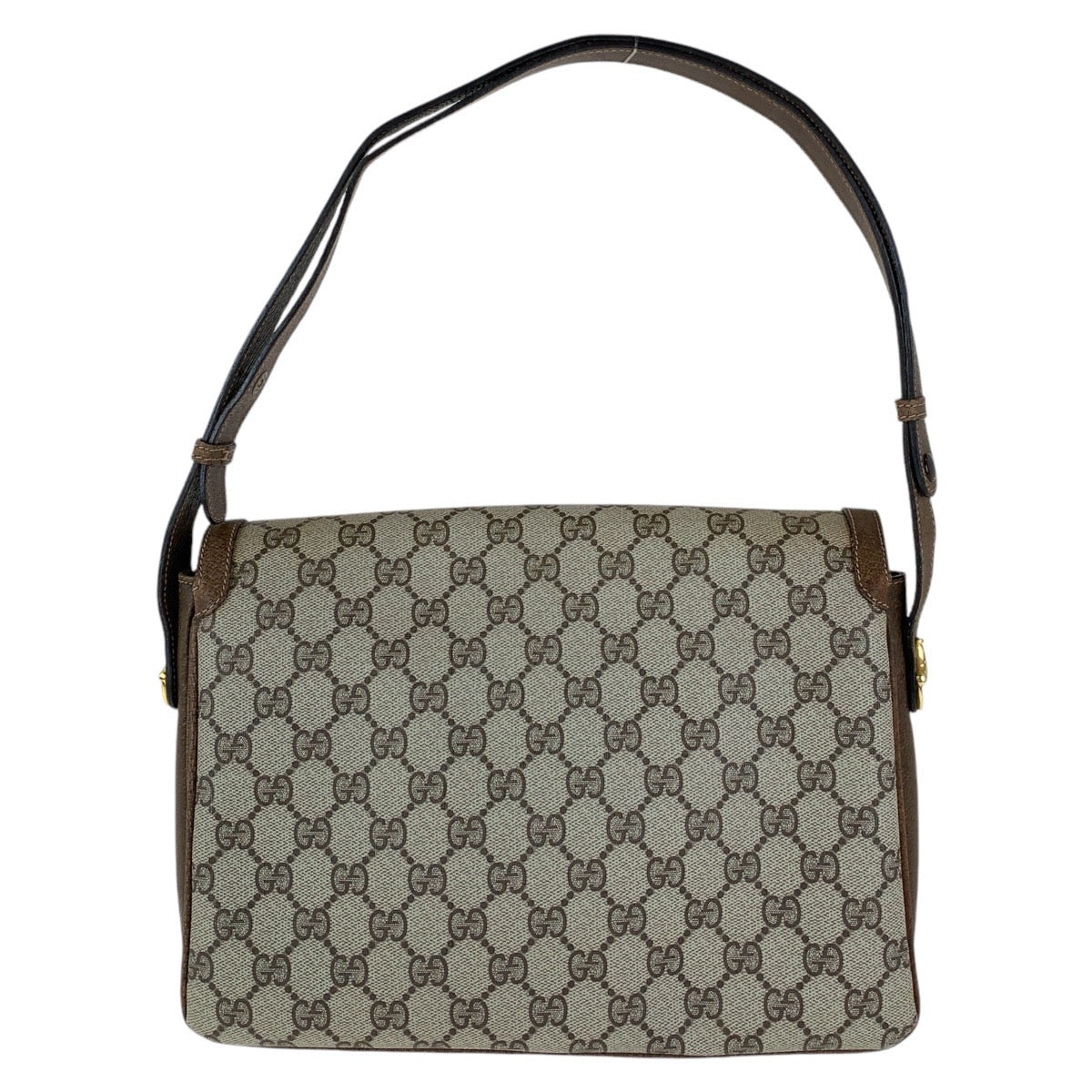 Gucci 14 01 GG Supreme , Leather Canvas Brown Gold Shoulder Bag